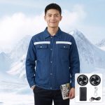 夏季防暑空调服牛仔工作服男降温风扇服电焊工防烫阻燃劳保服厂服